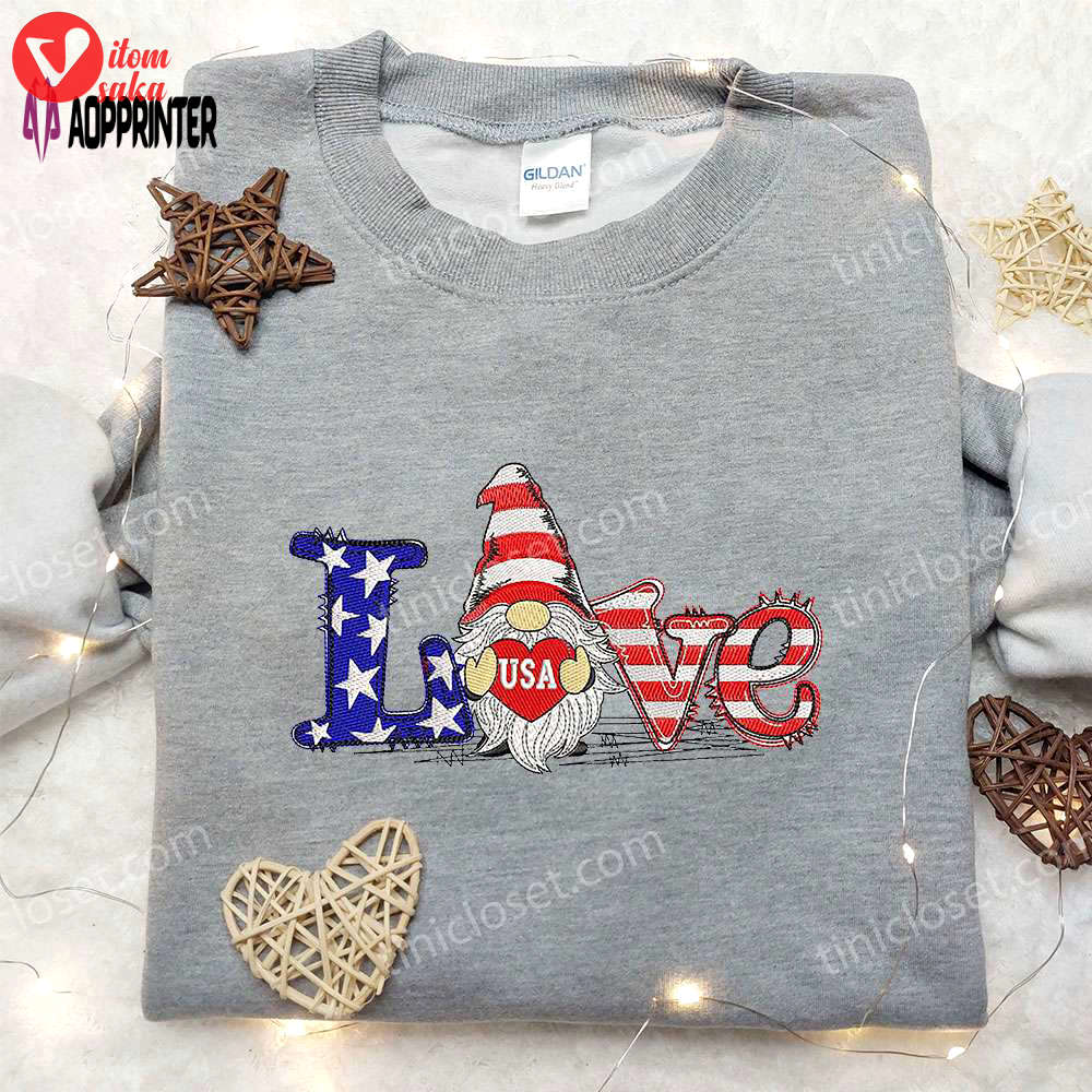 4th of july gnome patriotic shirt: celebrate national day with embroidered gifts
