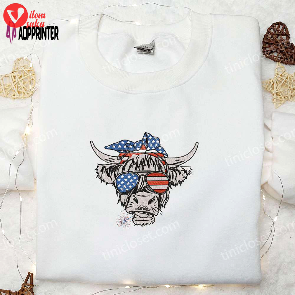 4th of july patriotic cow shirt: usa flag sunglasses best patriotic shirts & national day gifts