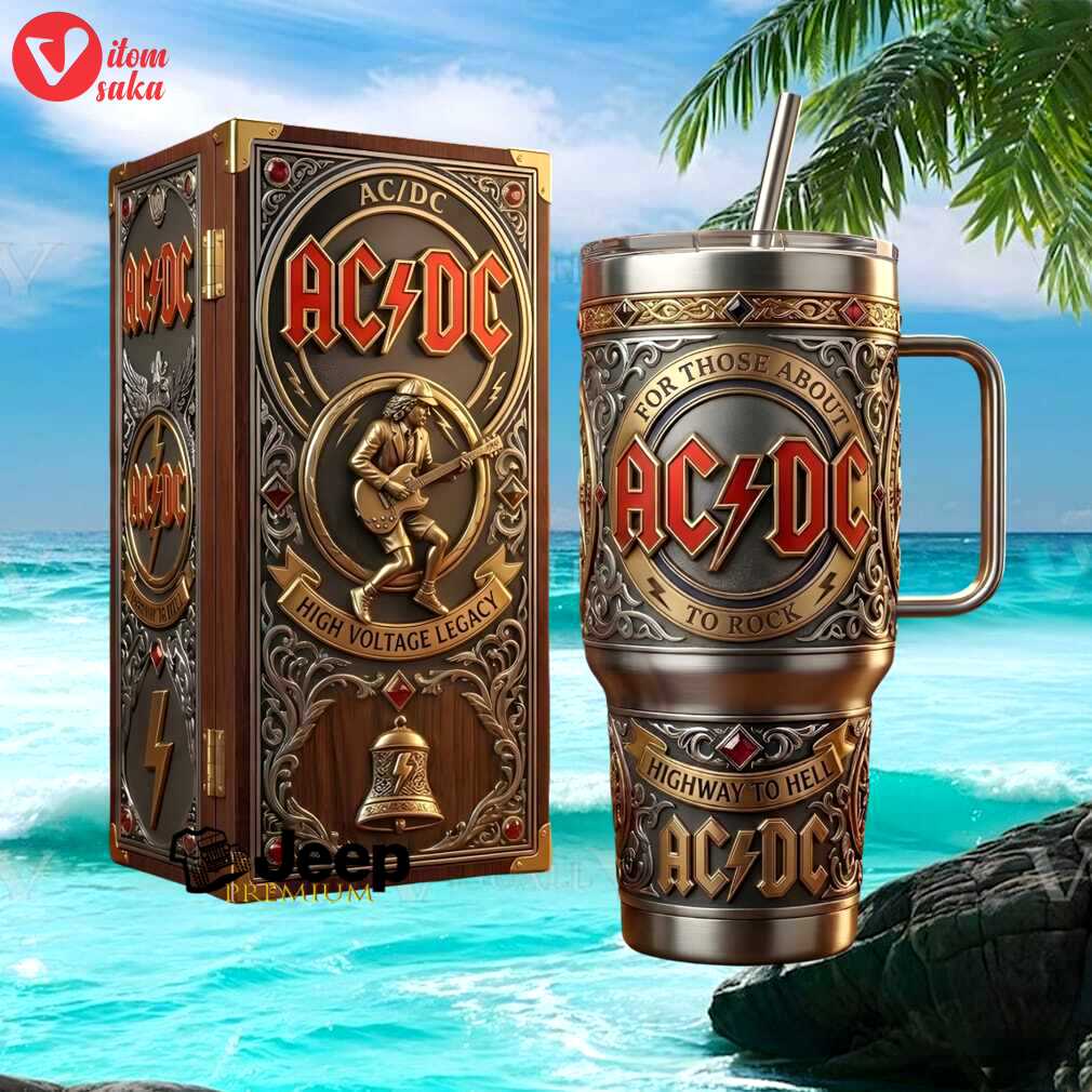 Acdc high voltage legacy highway to hell rock band vintage fan gift stainless steel insulated tumbler