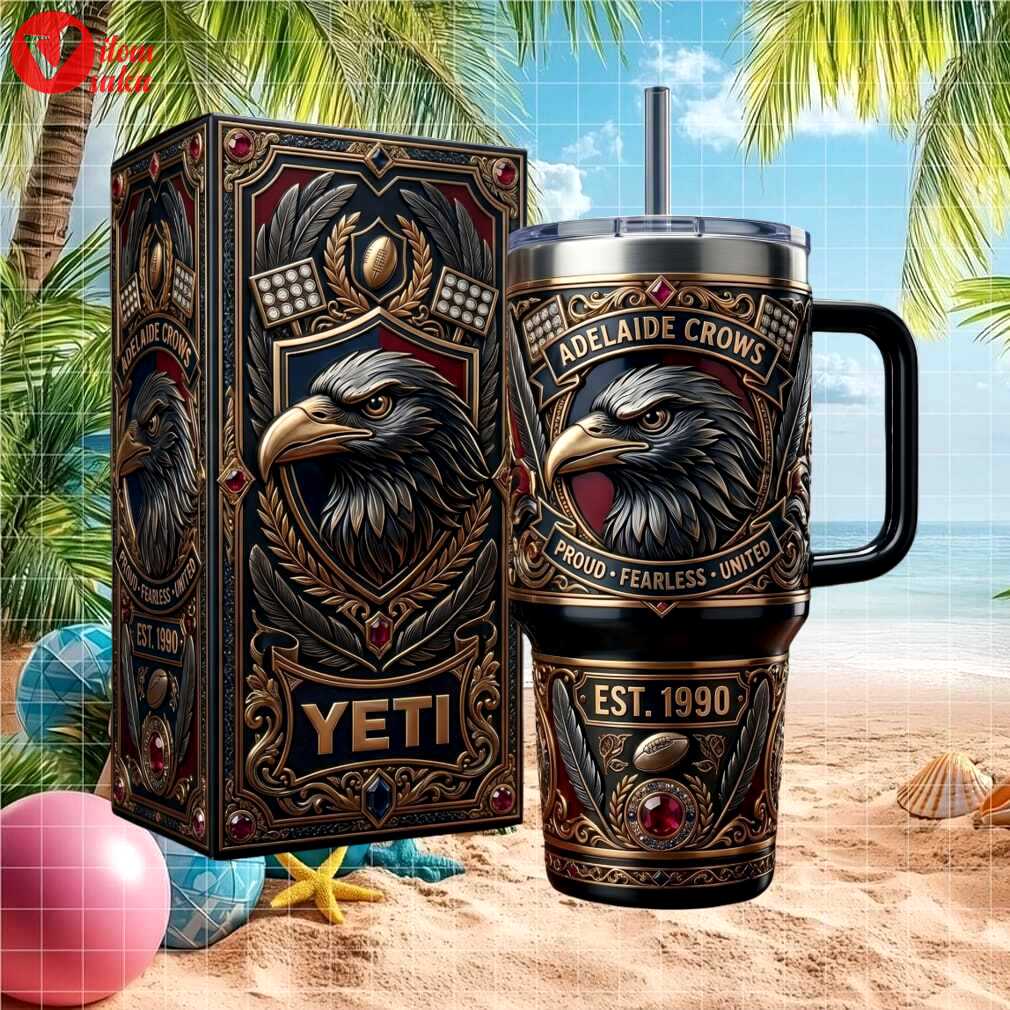 Adelaide crows afl est 1990 fearless united vintage fans gift stainless steel insulated tumbler