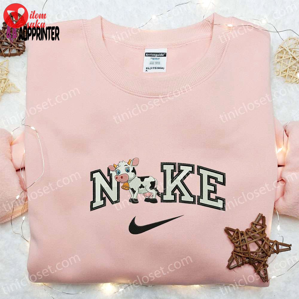 Adorable baby milk cow x nike embroidered shirt animal hoodie & sweatshirt