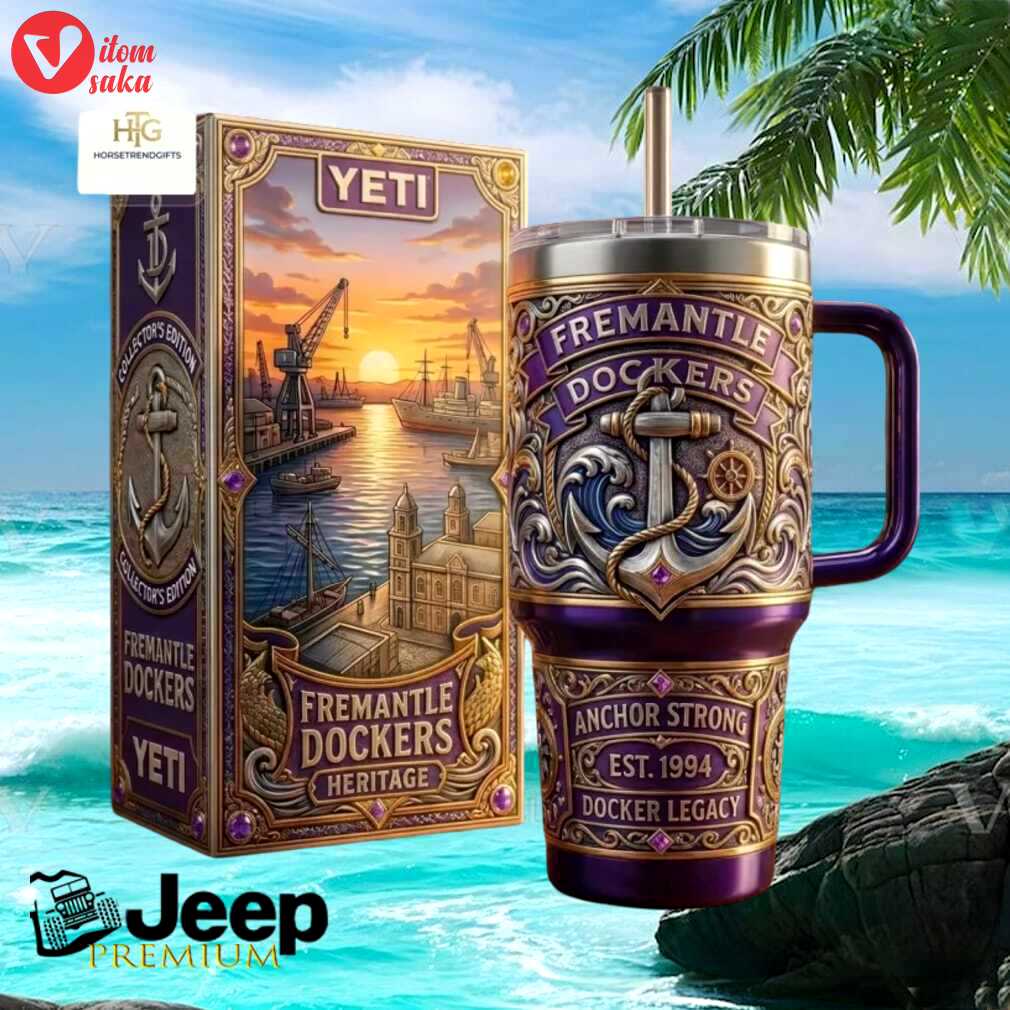Afl fremantle dockers heritage anchor strong est 1994 purple fans gift stainless steel insulated tumbler