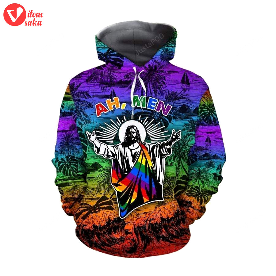 Ah men funny jesus 3d all over printed hoodie, zip- up hoodie