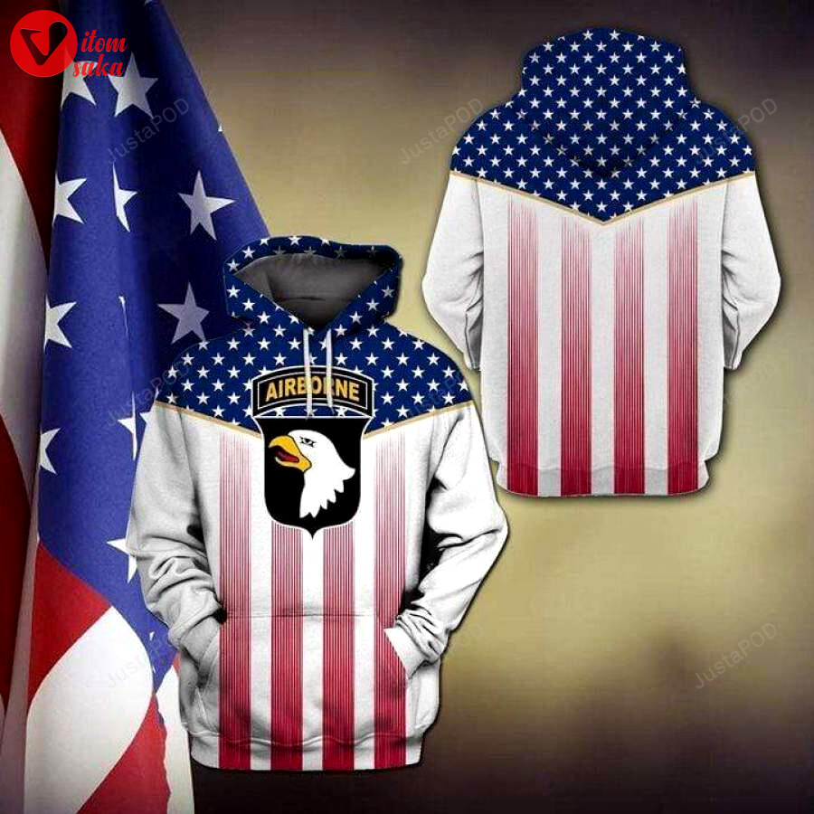 Airborne american flag 3d all print hoodie, zip- up hoodie