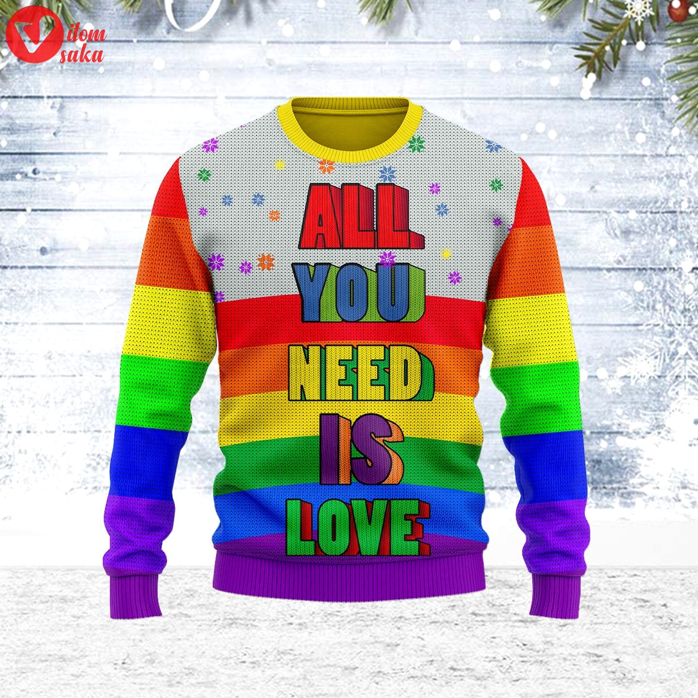 All you need is love lgbt ugly christmas sweater – stormmerch exclusive