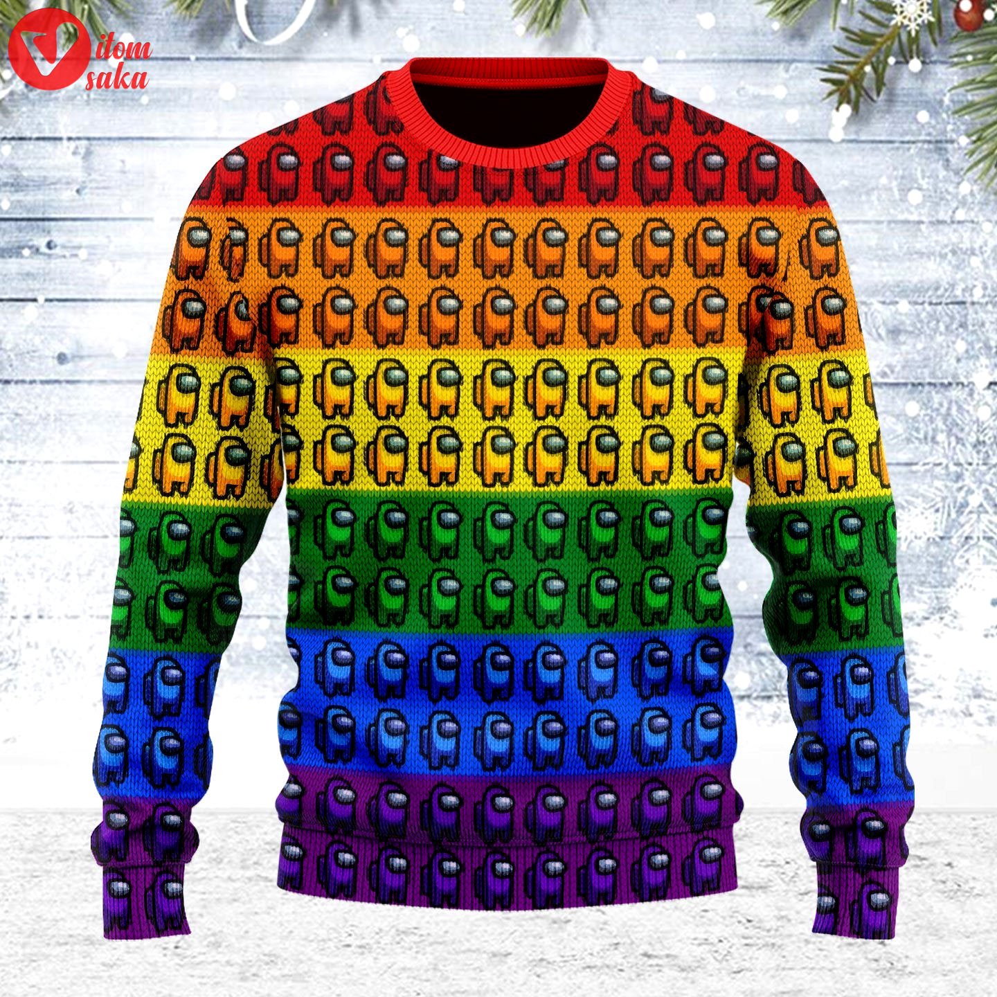 Among us gay pride ugly christmas sweater – stormmerch exclusive