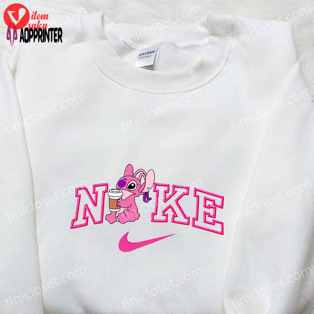 Angel coffee x nike cartoon embroidered hoodie & lilo stitch shirt – nike inspired embroidered tops