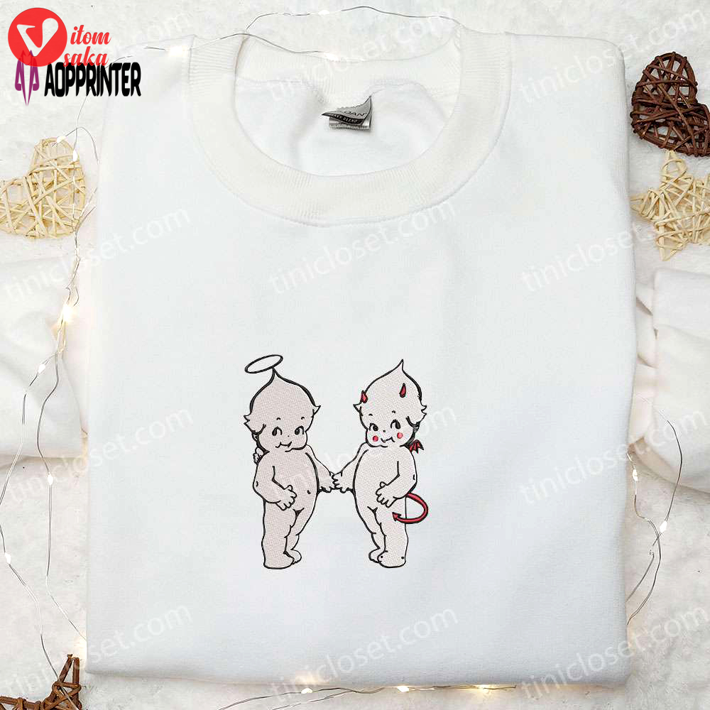 Angel & devil embroidered sweatshirt: halloween hoodie best gifts