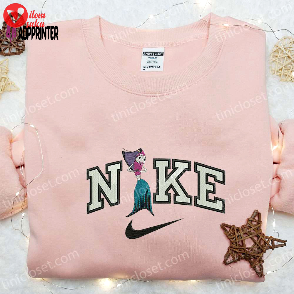 Angie x nike cartoon hoodie shark tale & nike inspired embroidered shirts: trendy & unique collection