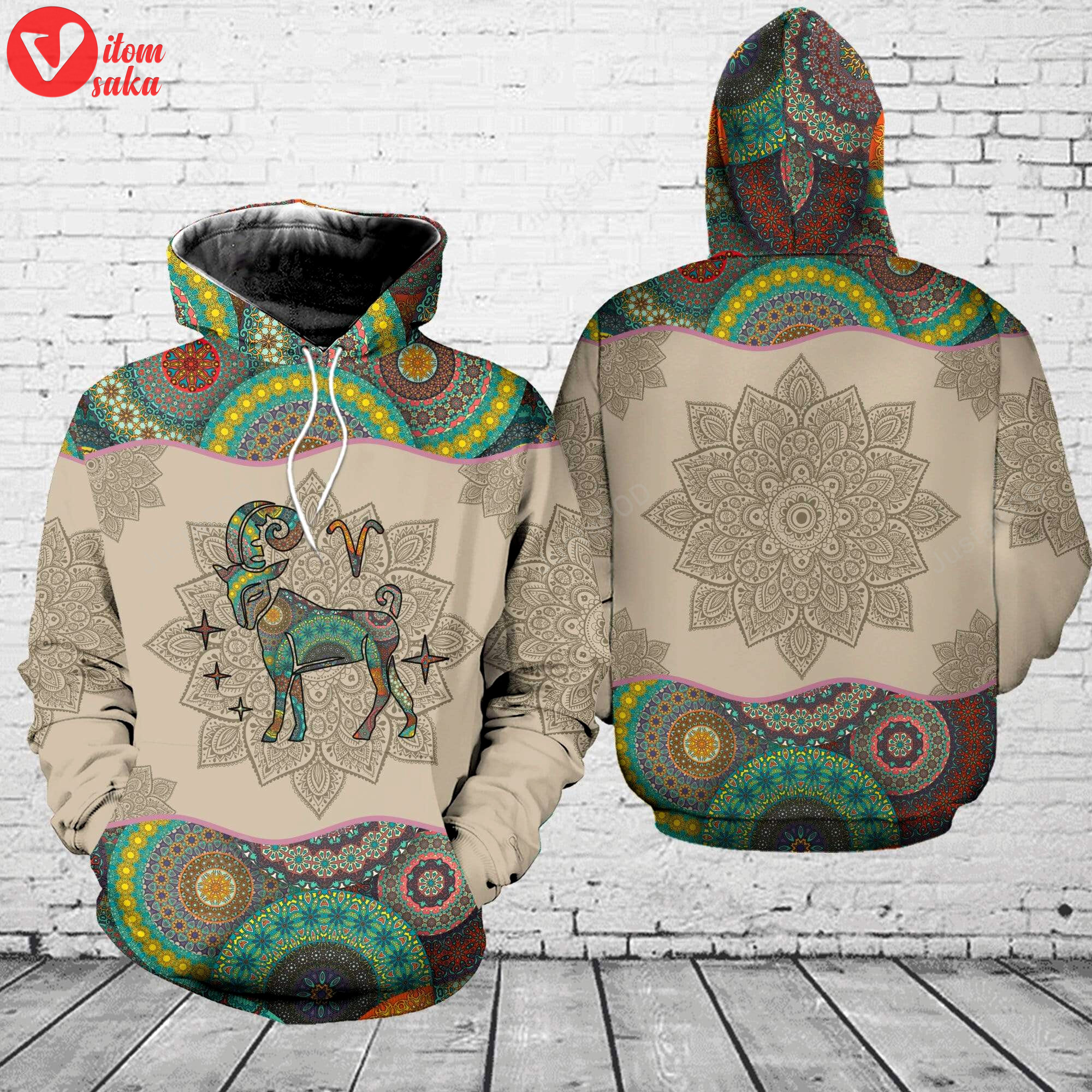 Aries mandala pattern 3d all print hoodie, zip- up hoodie