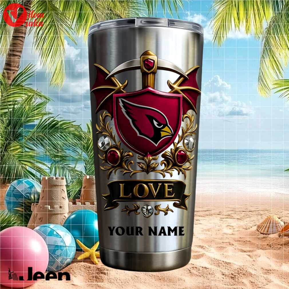 Arizona cardinals personalized love custom name 20oz football fans gifts stainless steel insulated tumbler