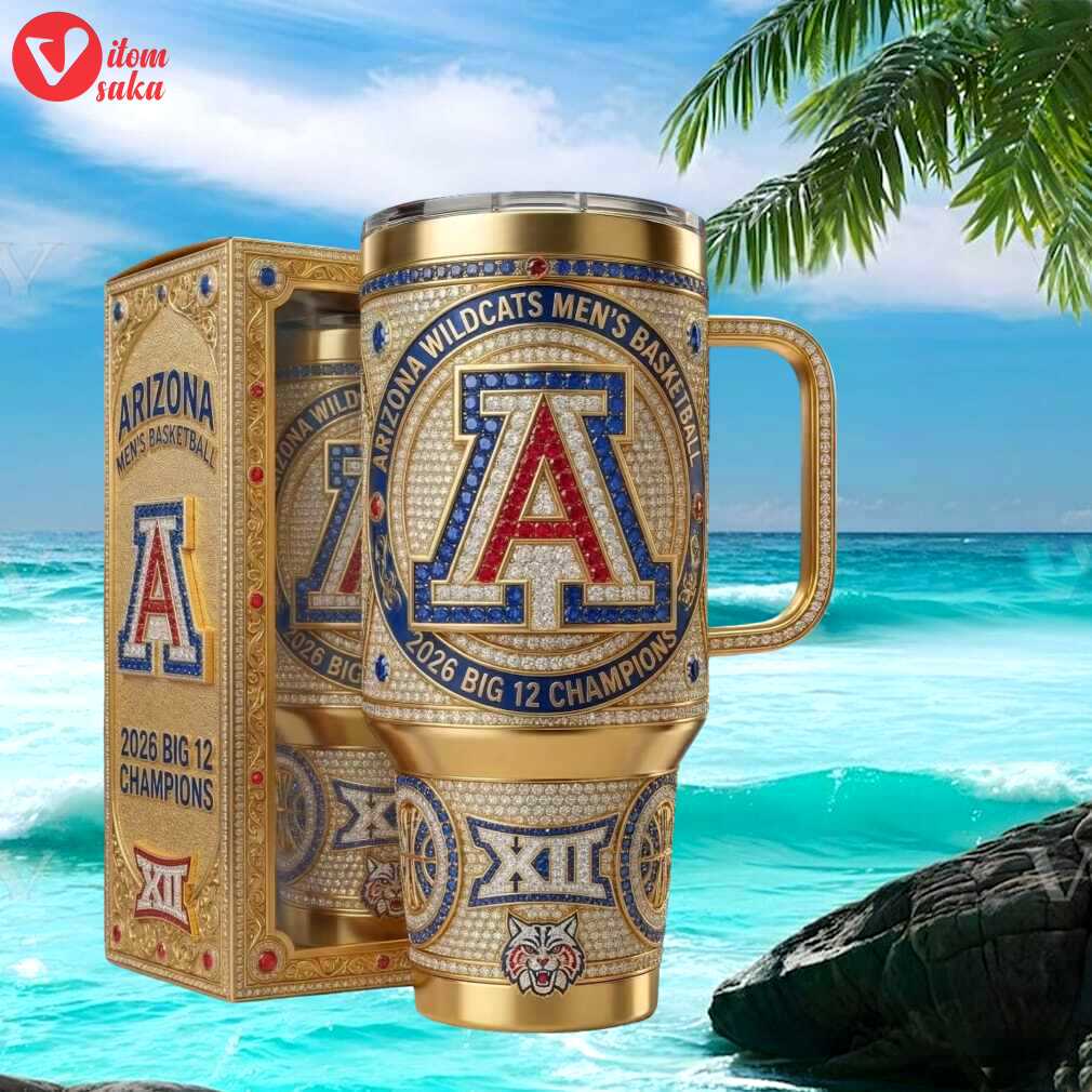 Arizona wildcats 2026 big 12 champions gold diamond encrusted tumbler
