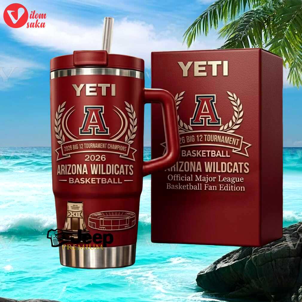 Arizona wildcats 2026 big 12 tournament champions official fan edition retro stainless steel insulated tumbler