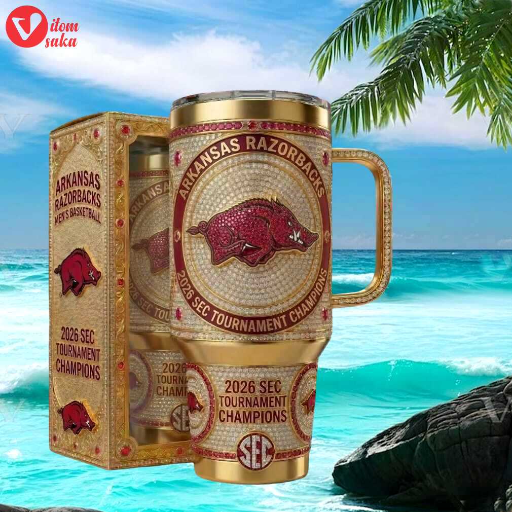 Arkansas razorbacks 2026 sec tournament champions gold jeweled tumbler