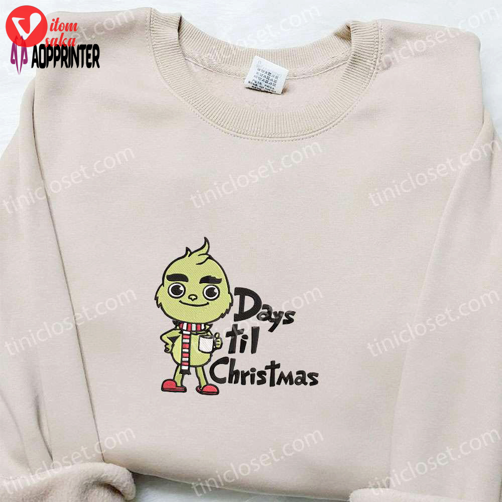 Baby grinch coffee days til christmas sweatshirt – movie embroidered shirt best gift ideas