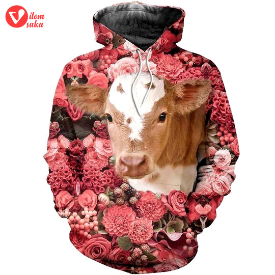 Baby moo pink 3d all over print hoodie, zip-up hoodie