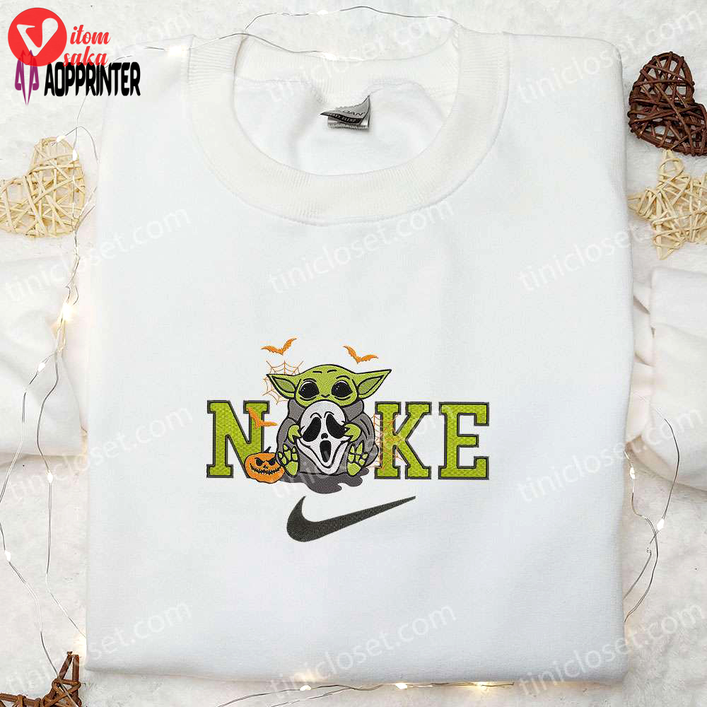 Baby yoda ghost x nike: embroidered shirt hoodie & sweatshirt collection