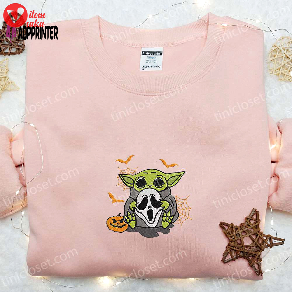 Baby yoda ghostface embroidered sweatshirt – halloween hoodie best gift ideas