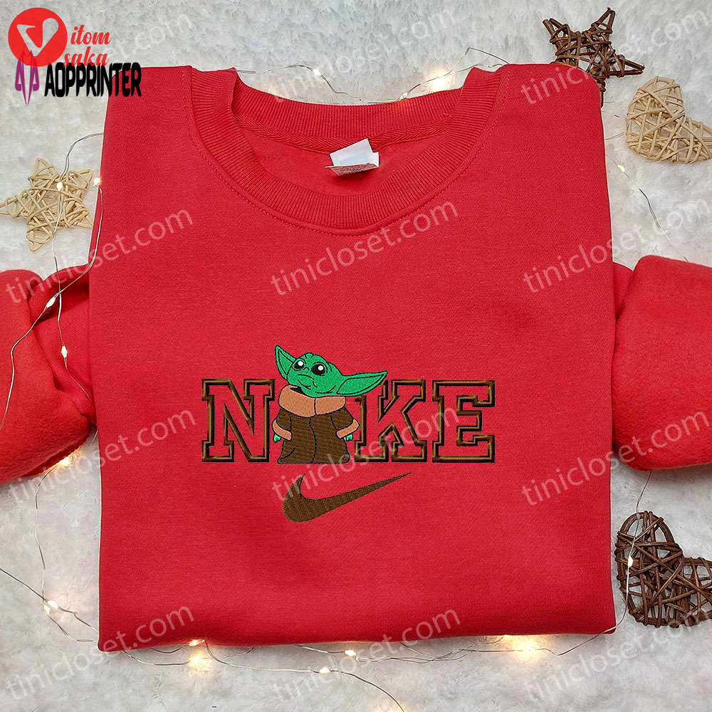 Baby yoda x nike movie embroidered shirt: perfect family gift nike inspired design