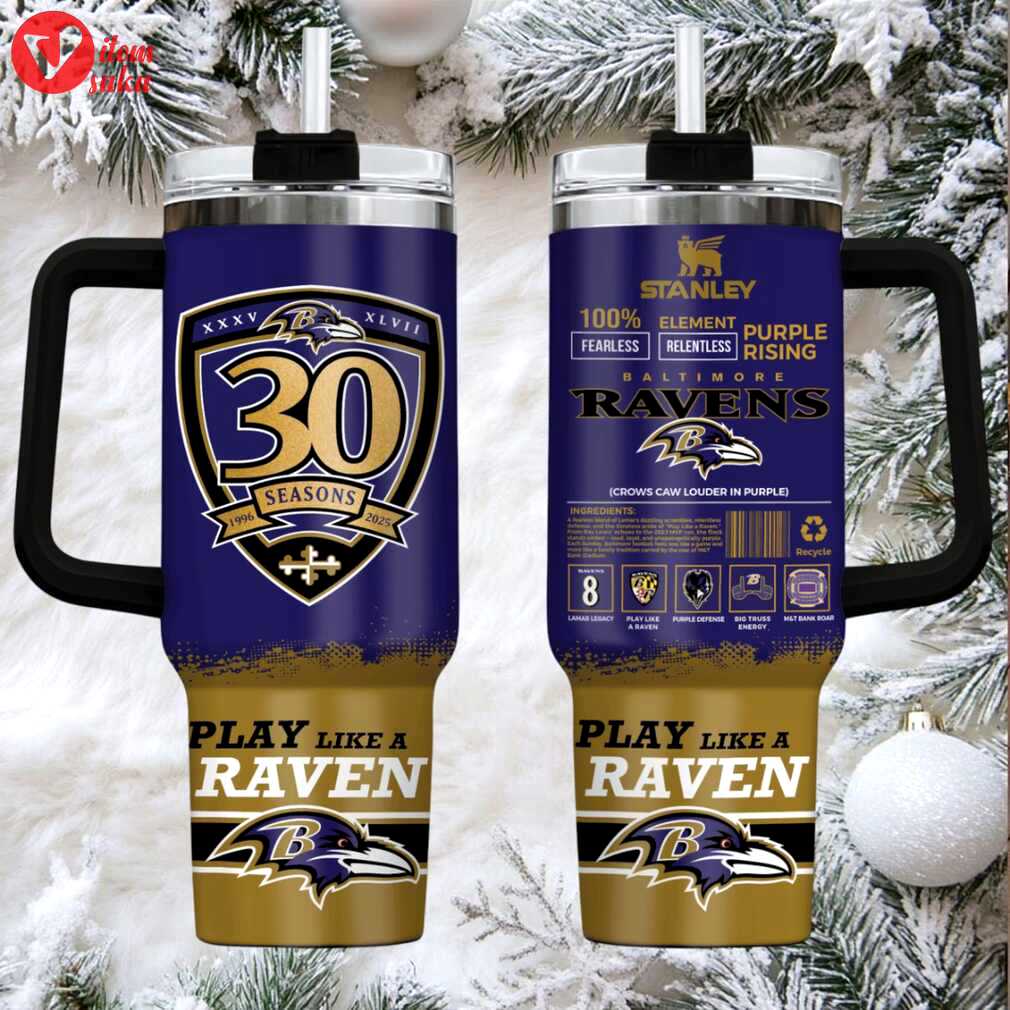 Bal ravens ultimate football custom stanley game day stainless steel tumbler 40oz 30oz with handle