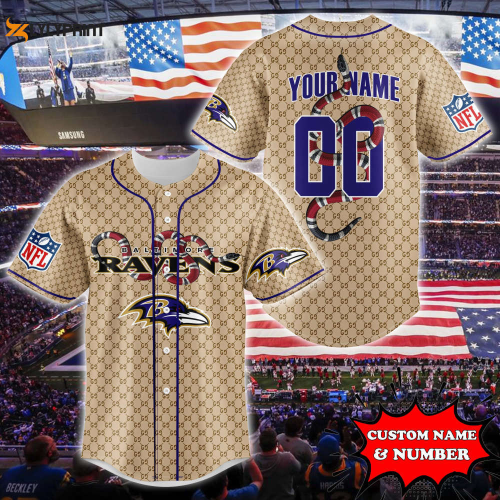 Baltimore ravens baseball jersey gucci nfl custom for fans