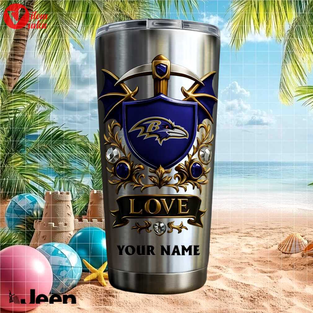Baltimore ravens football super fan retro shield custom gift stainless steel insulated tumbler