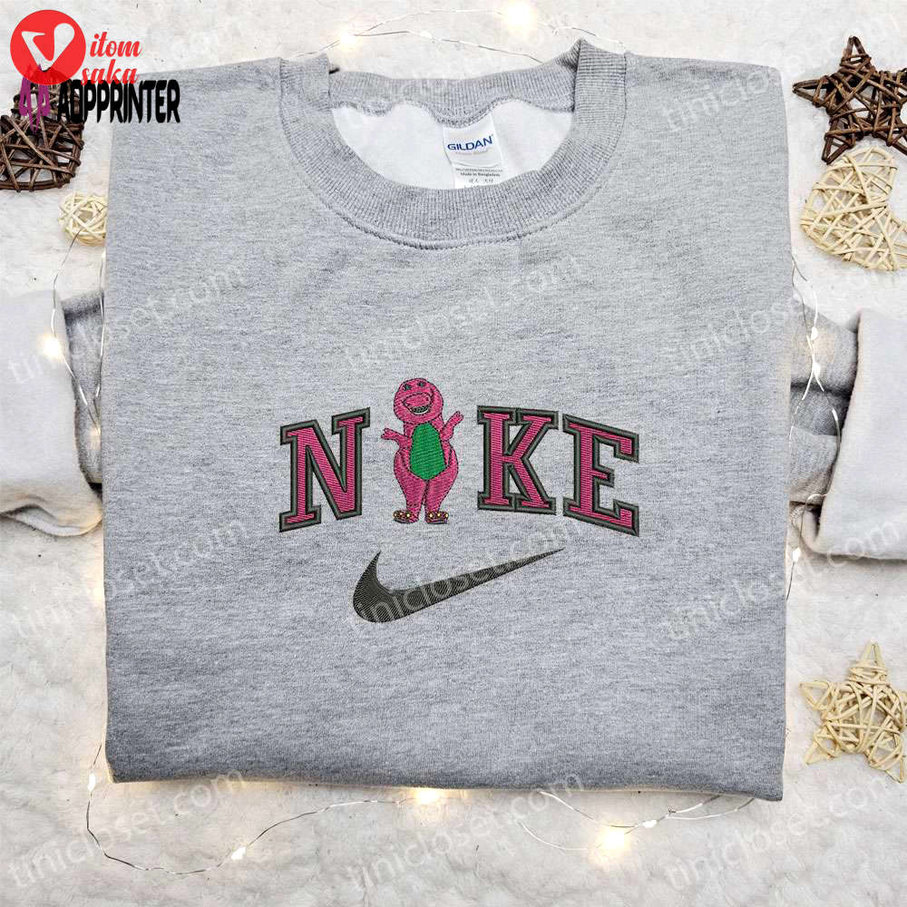 Barney x nike cartoon embroidered shirt – fun & stylish barney and friends inspired nike shirt