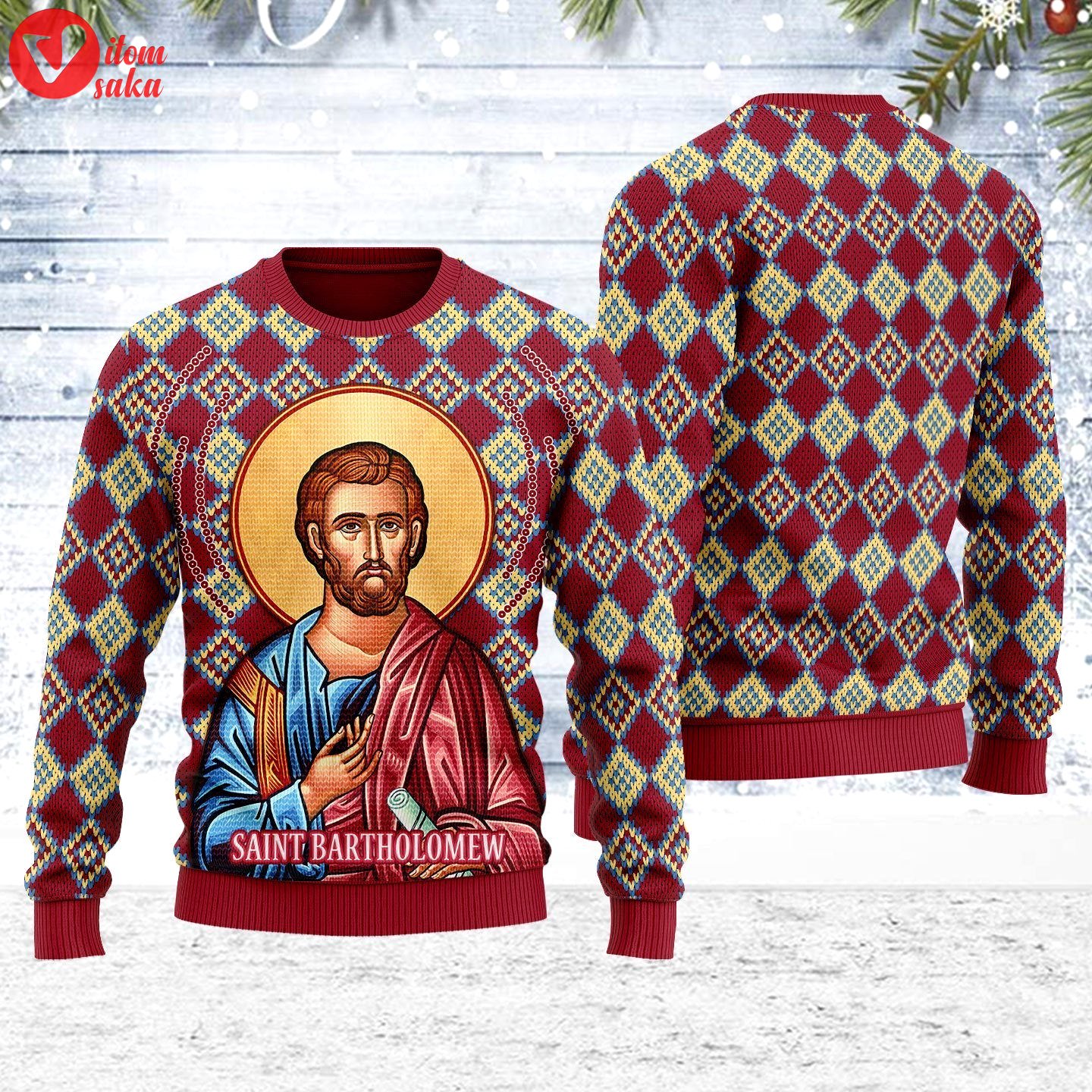Bartholomew the apostle ugly christmas sweater – stormmerch exclusive
