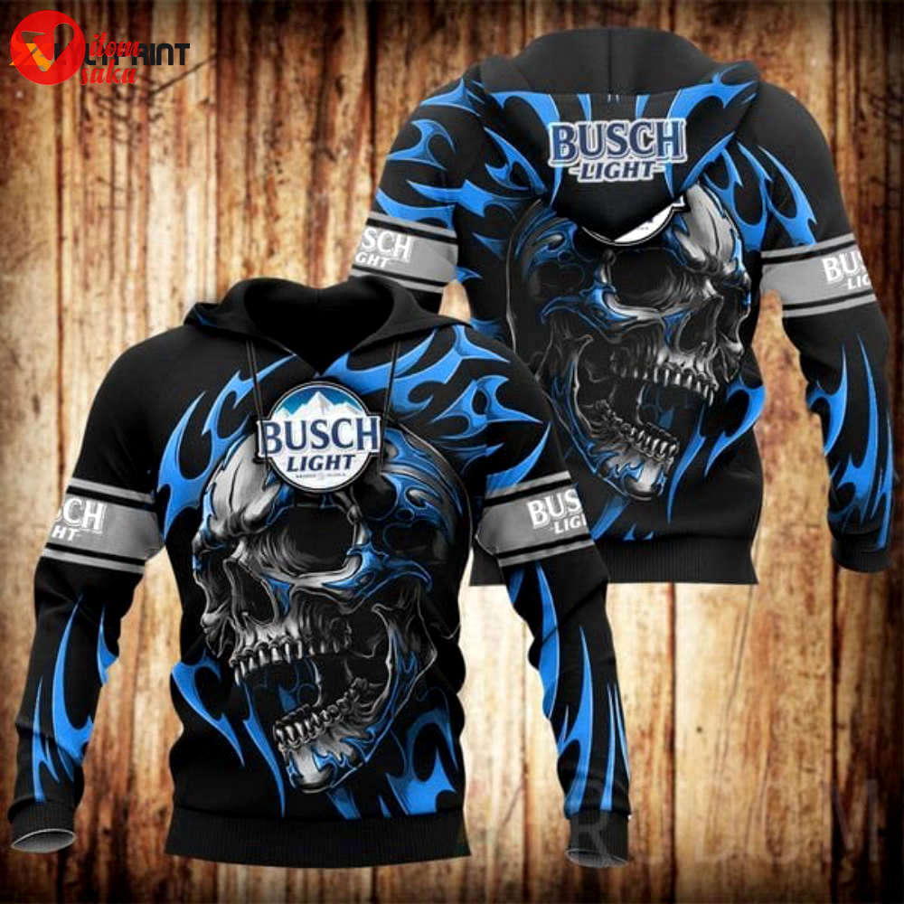 Basic skull busch light 3d all over print hoodie, zip hoodie