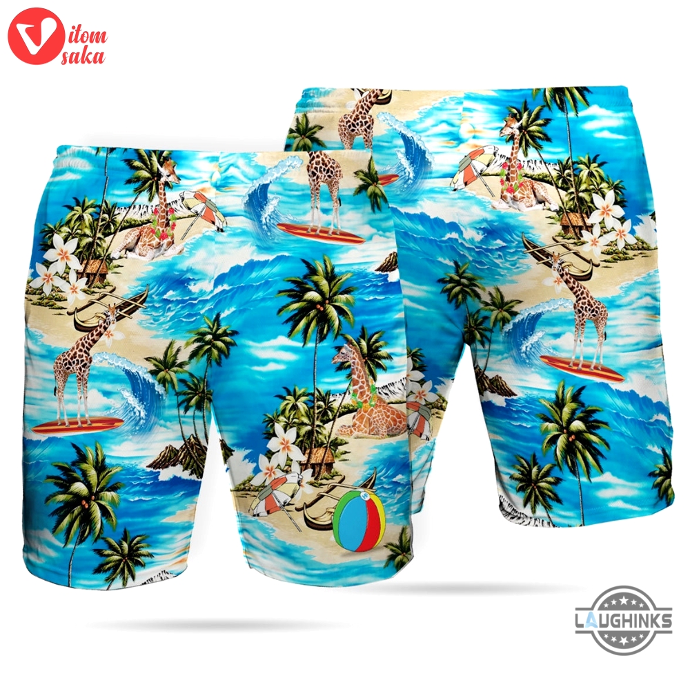 Beach hawaiian shirt giraffe beach short men shorts 3d printed aloha summer beach button up shirts and shorts new