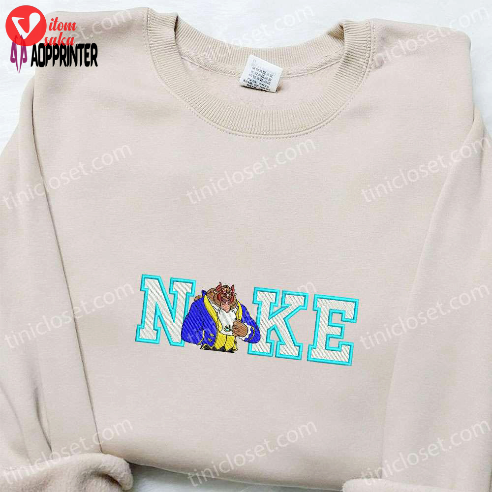 Beast x nike embroidered shirt disney beauty and the beast hoodie – best family gifts