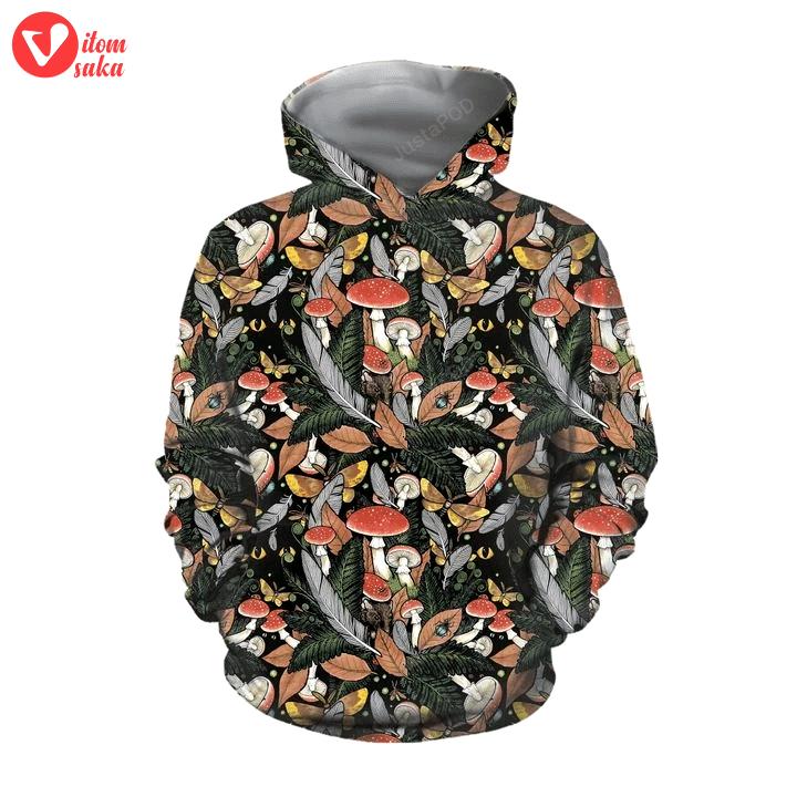 Beautiful forest mushroom 3d all over printed hoodie, zip- up hoodie