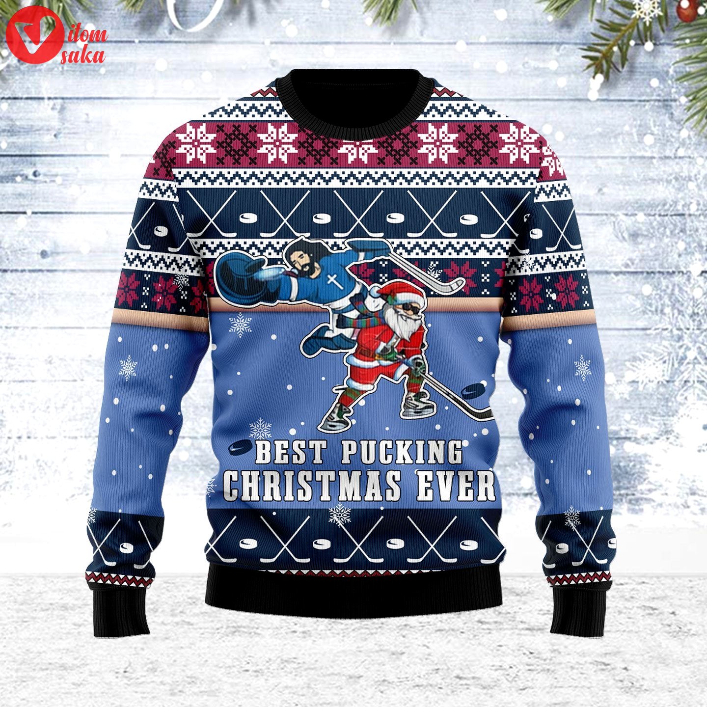 Best pucking christmas ever jesus and santa claus ugly christmas sweater – stormmerch exclusive