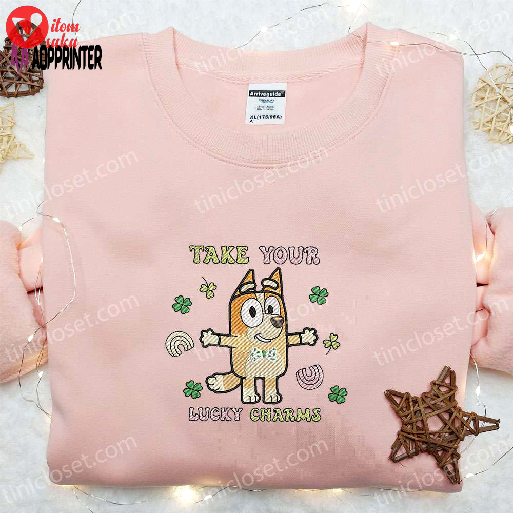 Bingo lucky charms embroidered shirt & bluey cartoon hoodie: best st patrick’s day gift idea