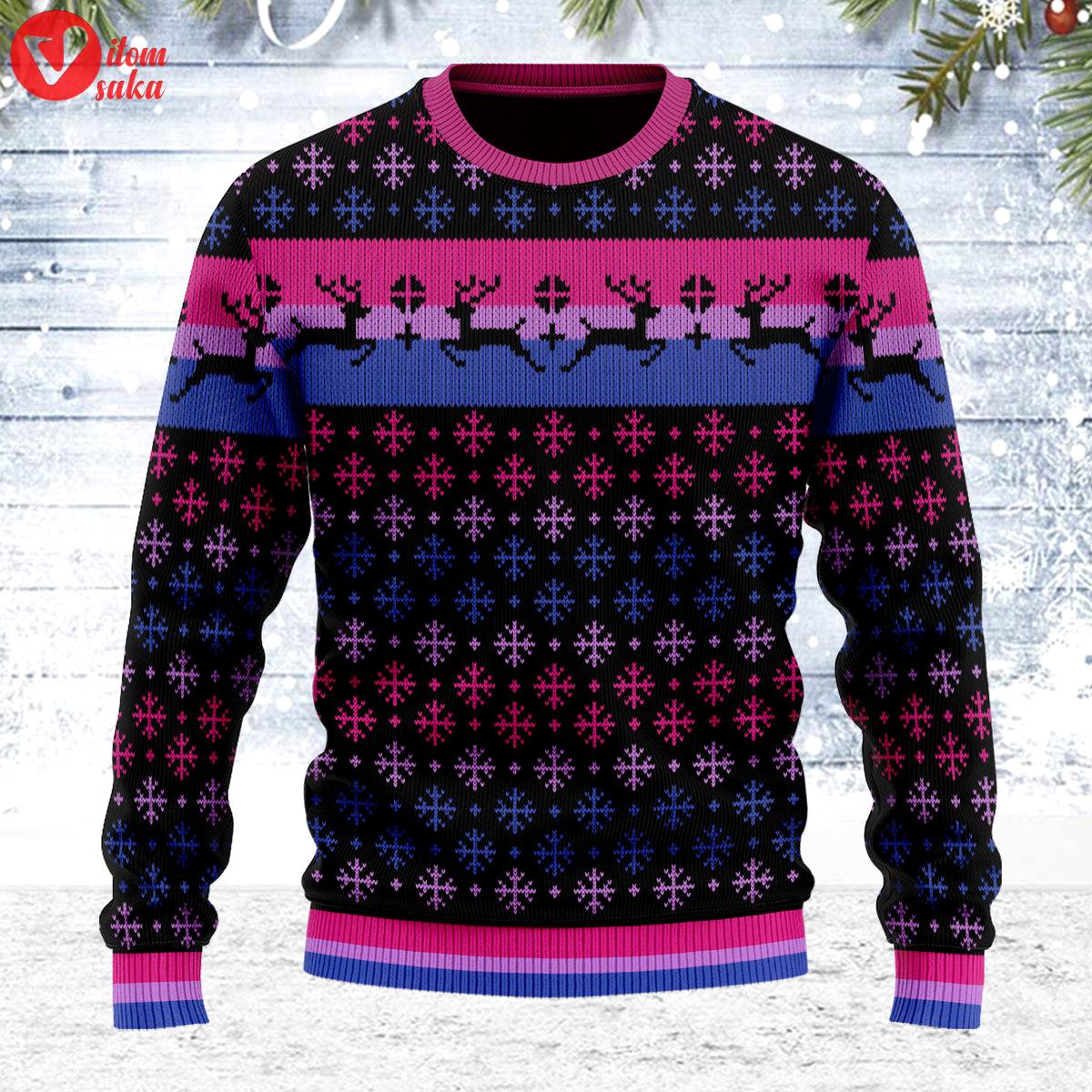 Bisexual pride flag ugly christmas sweater – stormmerch exclusive