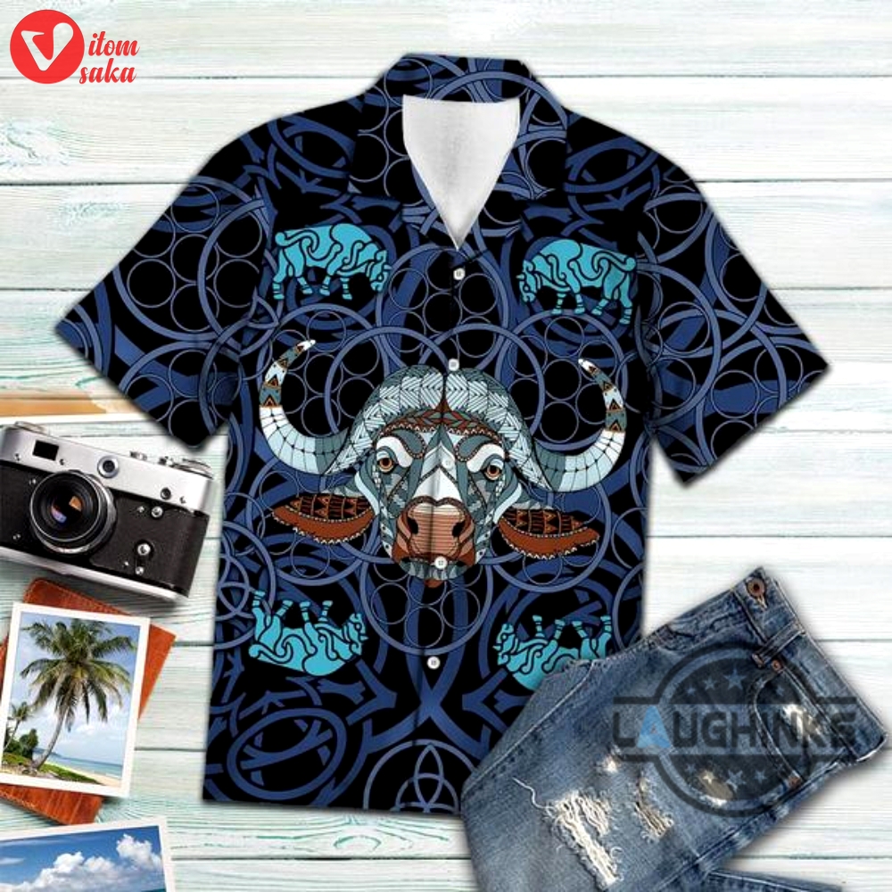 Bison blue mandala vikings tropical hawaiian shirt 131 aloha hawaii shirts aloha summer beach button up shirts and shorts new