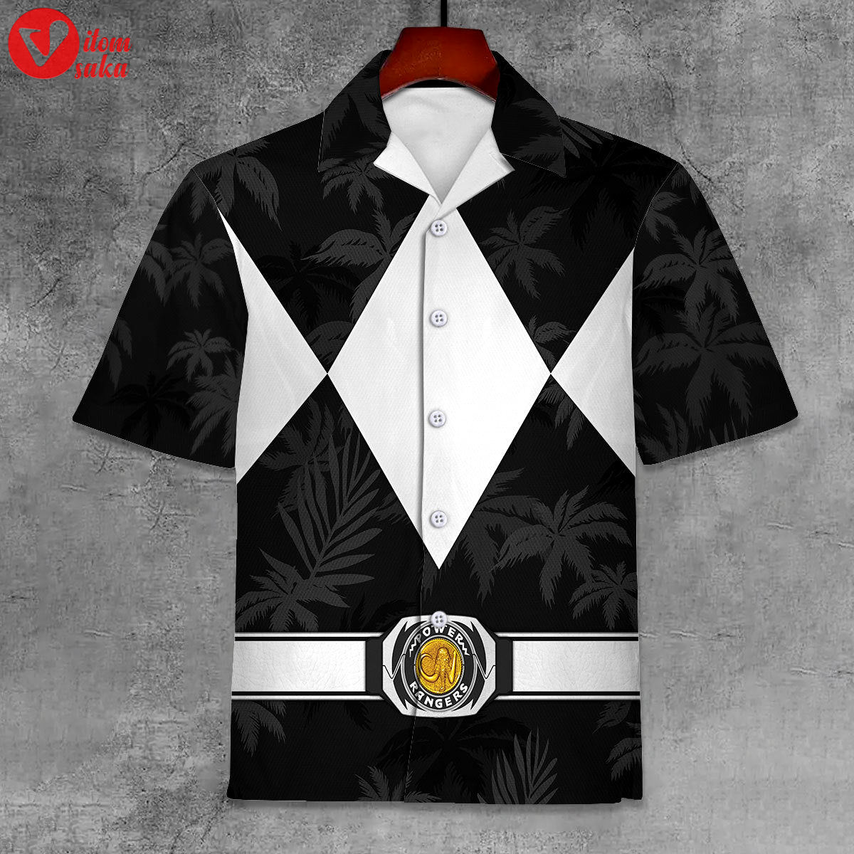 Black ranger x tommy vercetti hawaiian shirt beach shorts – stormmerch exclusive