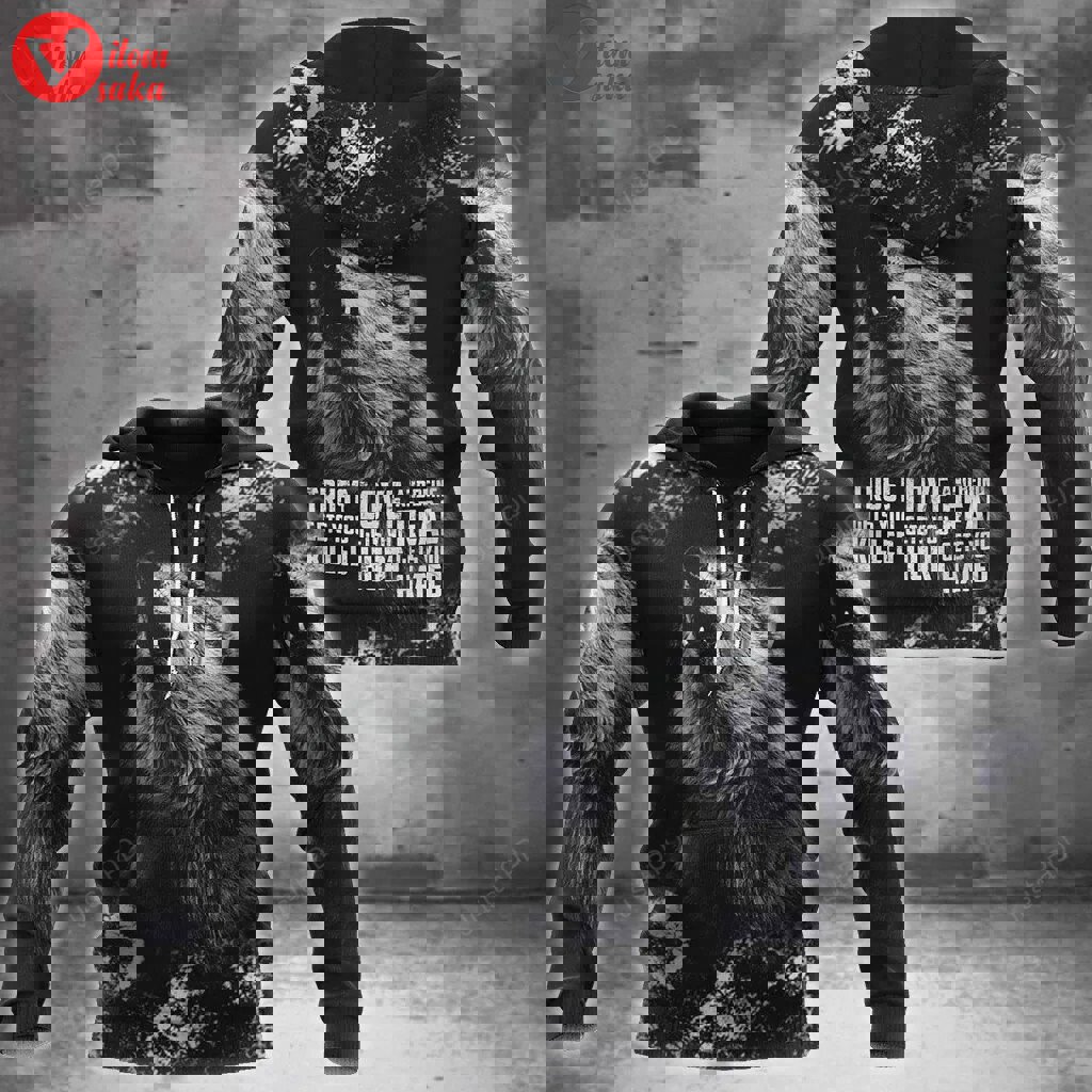 Black wolf 3d all over printed hoodie, zip- up hoodie