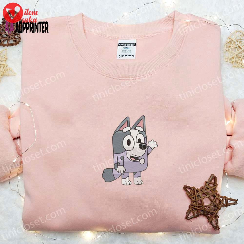 Bluey cartoon embroidered hoodie & muffin shirt: best gift idea for kids shop now!
