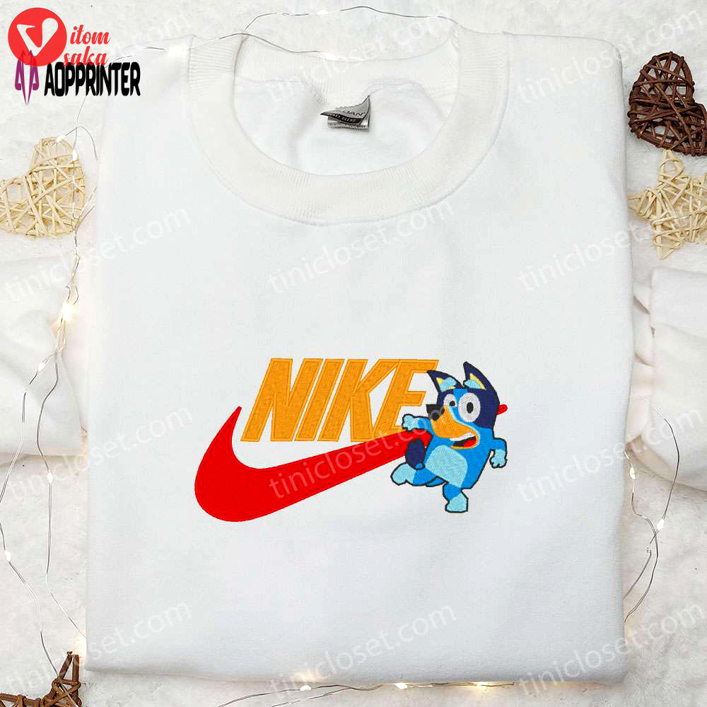 Bluey x nike cartoon embroidered shirt custom nike shirt with bluey design