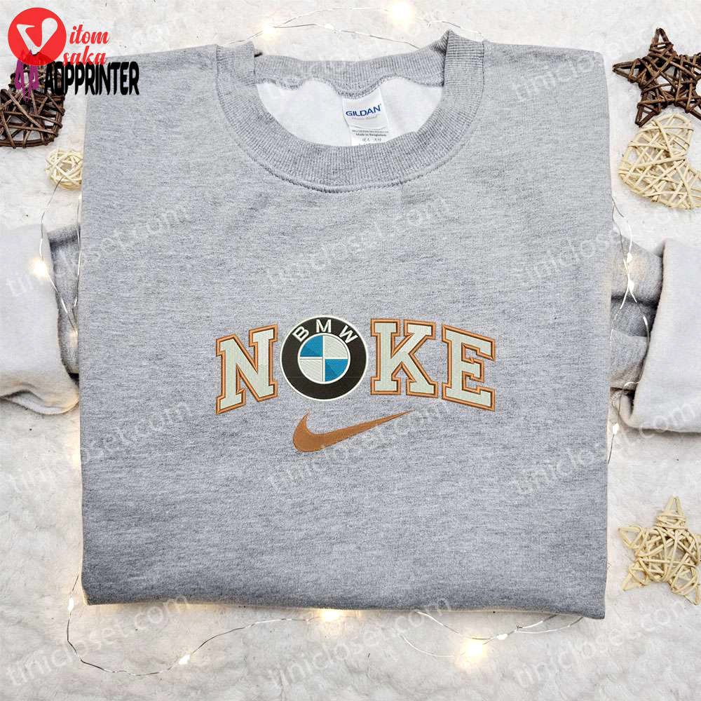 Bmw car x nike embroidered sweatshirt: transportation & nike inspired shirt