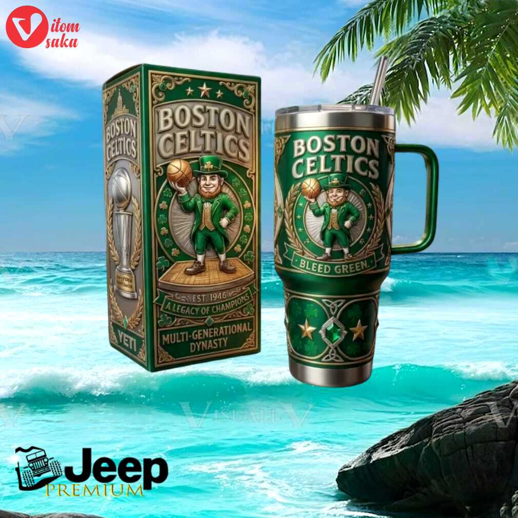 Boston celtics nba basketball bleed green championship legacy dynasty gifts for fans stainless steel insulated tumbler