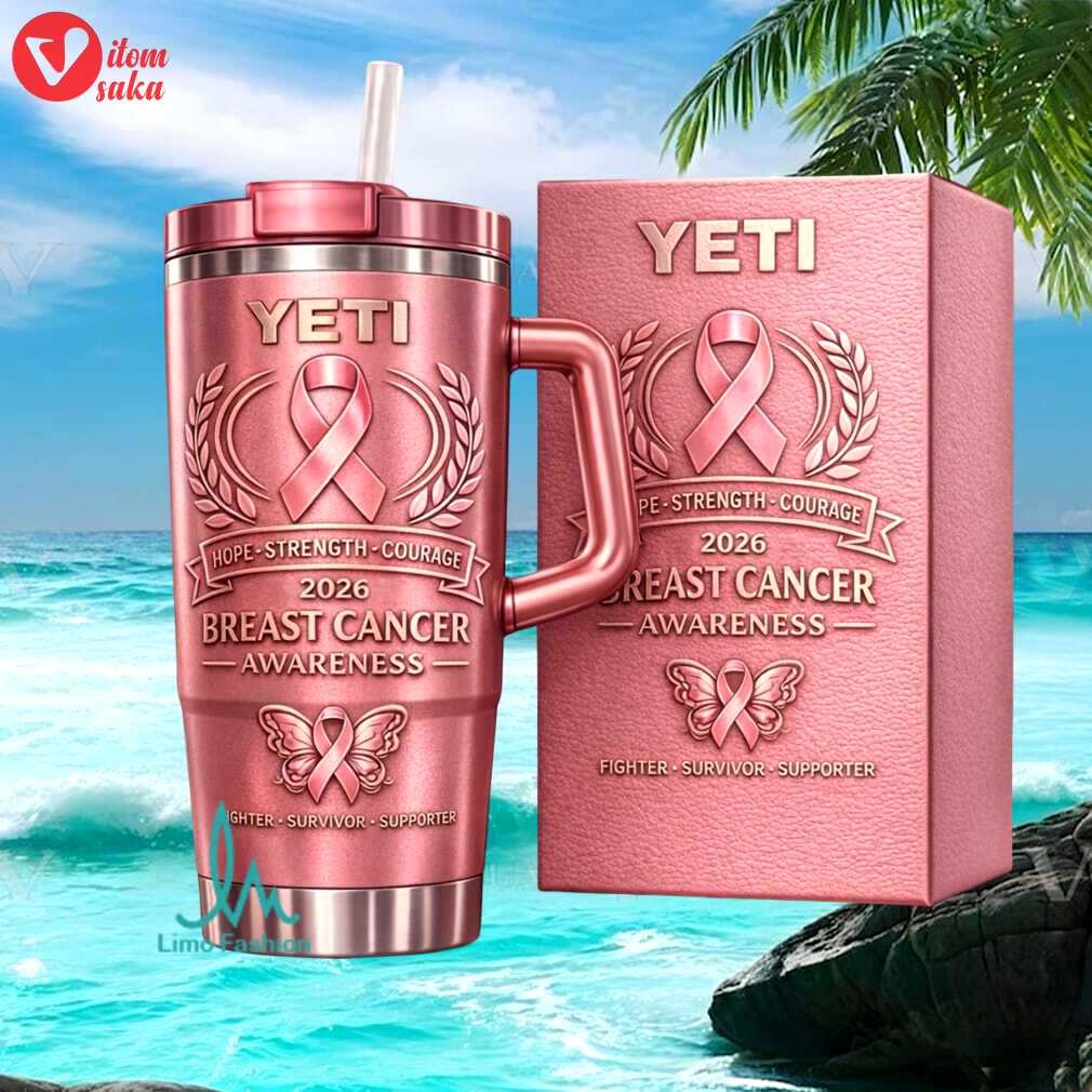 Breast cancer awareness 2026 hope strength courage pink ribbon gift stainless steel insulated tumbler
