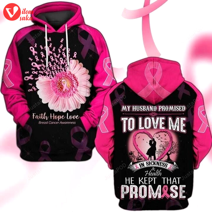 Breast cancer awareness husband love 3d all over printed hoodie, zip- up hoodie