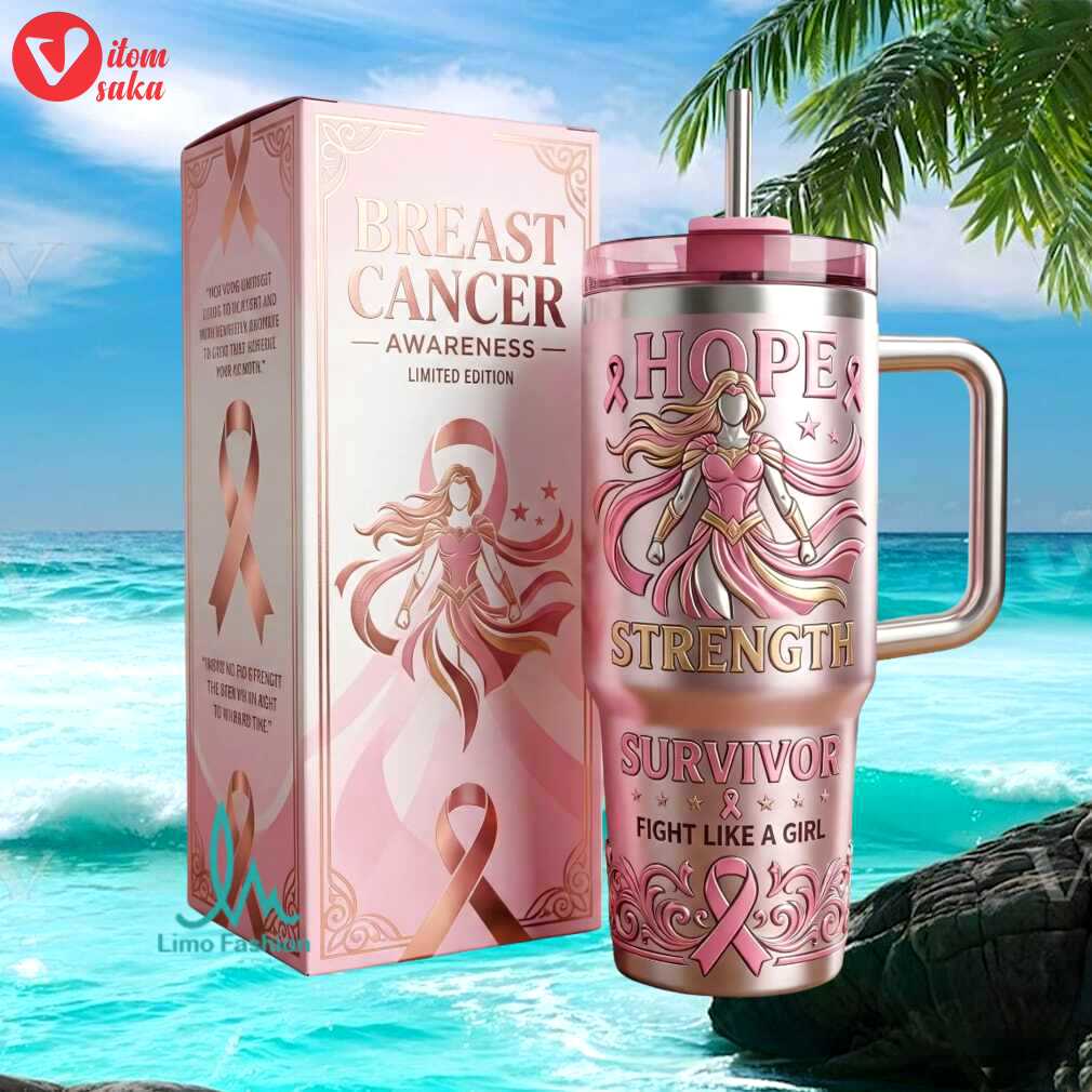 Breast cancer awareness survivor hope strength warrior female gift stainless steel insulated tumbler