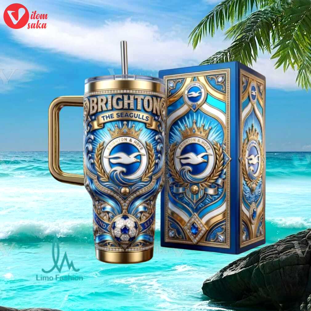 Brighton the seagulls wind & sea premier league heritage fan gift stainless steel insulated tumbler