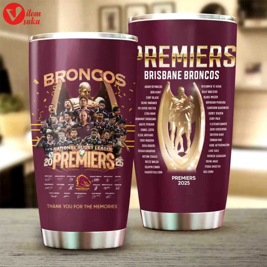 Brisbane broncos nrl 2025 premiers stainless steel tumbler