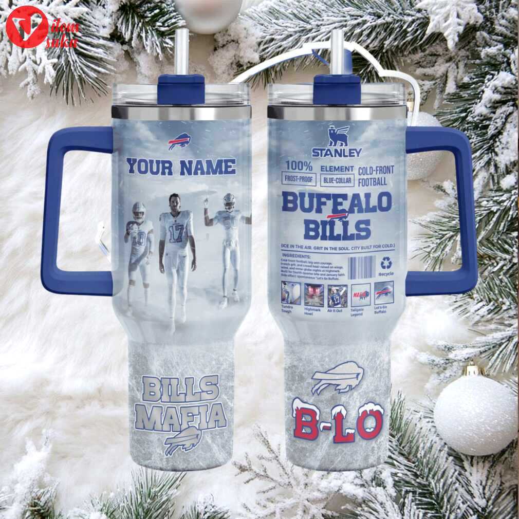 Buf bills football custom stanley game day stainless steel tumbler 40oz 30oz with handle