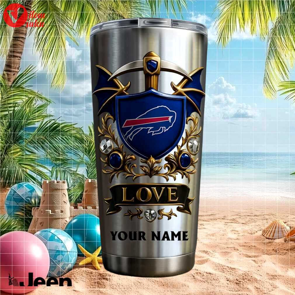 Buffalo bills personalized love custom name 20oz football fans gifts stainless steel insulated tumbler