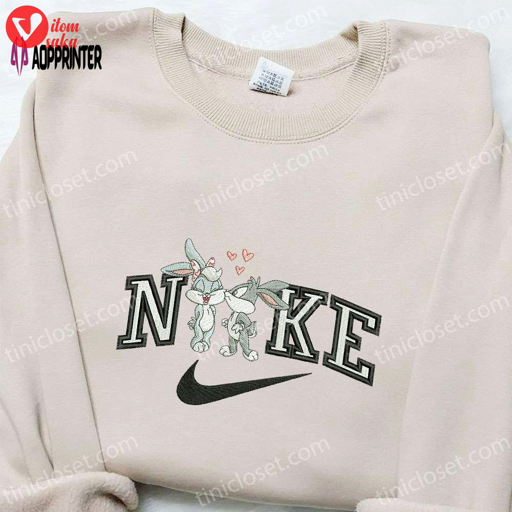 Bugs bunny & lola x nike embroidered shirt disney characters sweatshirt & hoodie: custom embroidery